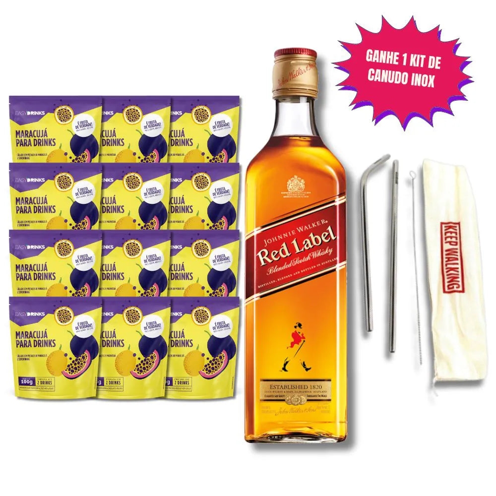 Kit Highball + Johnnie Walker Red Label + 12un Maracujá
